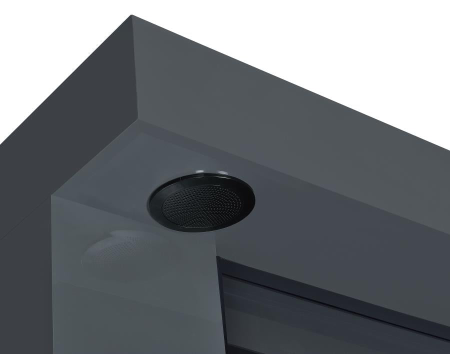 Mallory fireplace TV stand grey high gloss