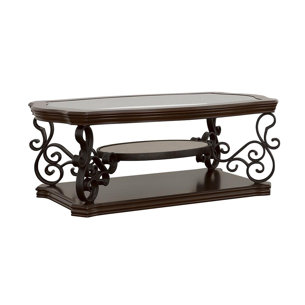 Laney Coffee Table Deep Merlot and Clear  Half Price Furniture