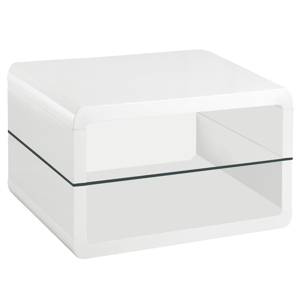 Elana Square 2-shelf End Table Glossy White Elana Square 2-shelf End Table Glossy White Half Price Furniture