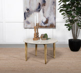 Aldis Round Marble Top Coffee Table White and Natural  Half Price Furniture