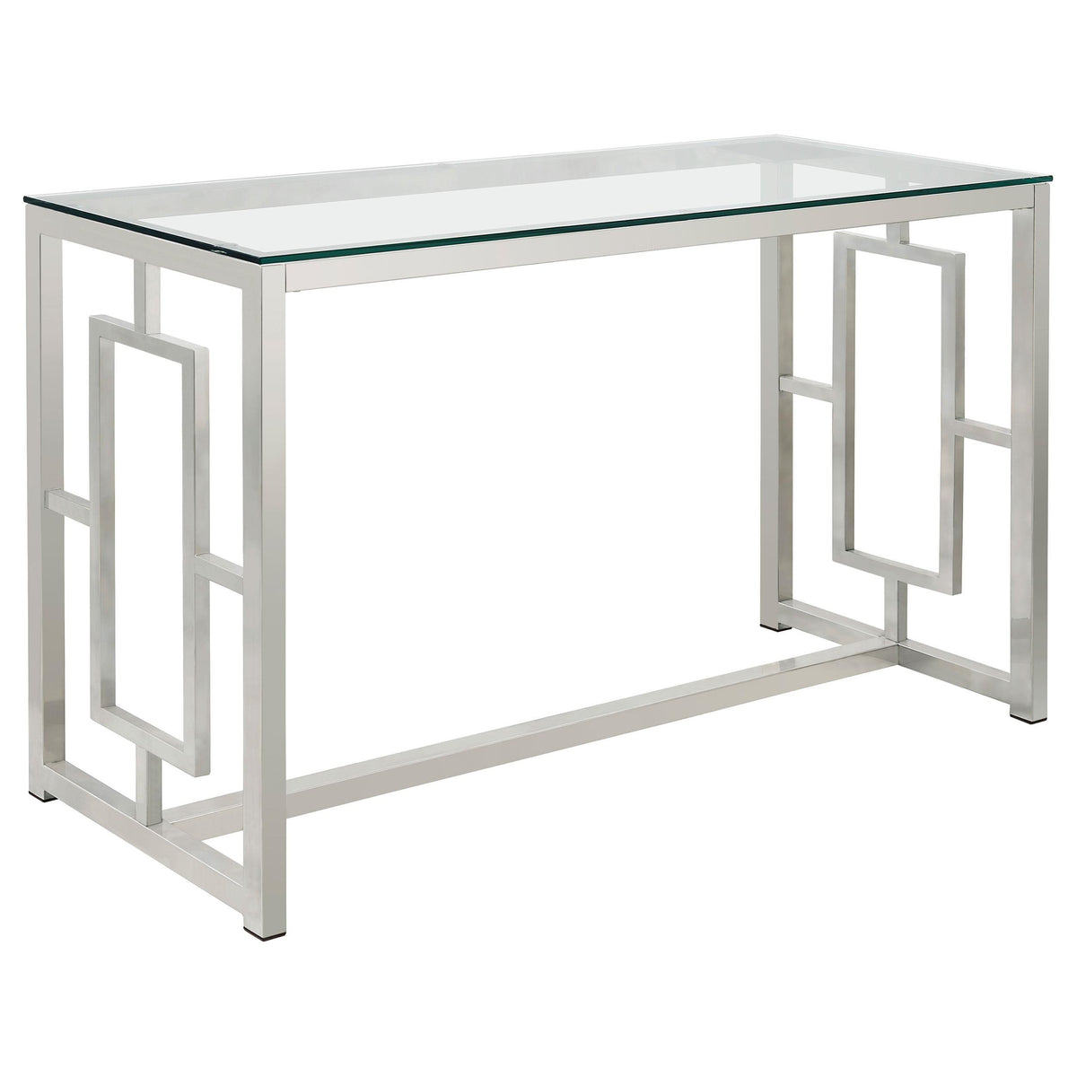 Merced Rectangle Glass Top Sofa Table Nickel Half Price Furniture