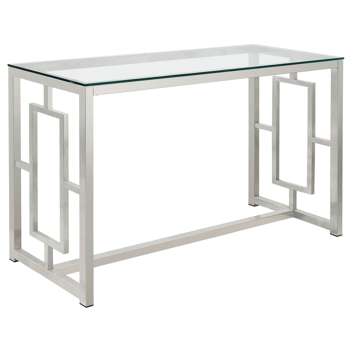 Merced Rectangle Glass Top Sofa Table Nickel Half Price Furniture