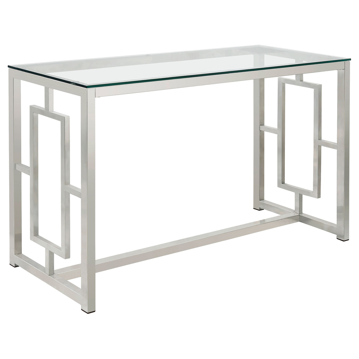 Merced Rectangle Glass Top Sofa Table Nickel  Las Vegas Furniture Stores