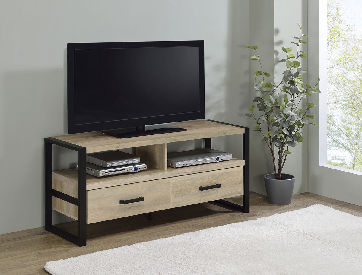 James 2-drawer Composite Wood 48" TV Stand Antique Pine  Half Price Furniture