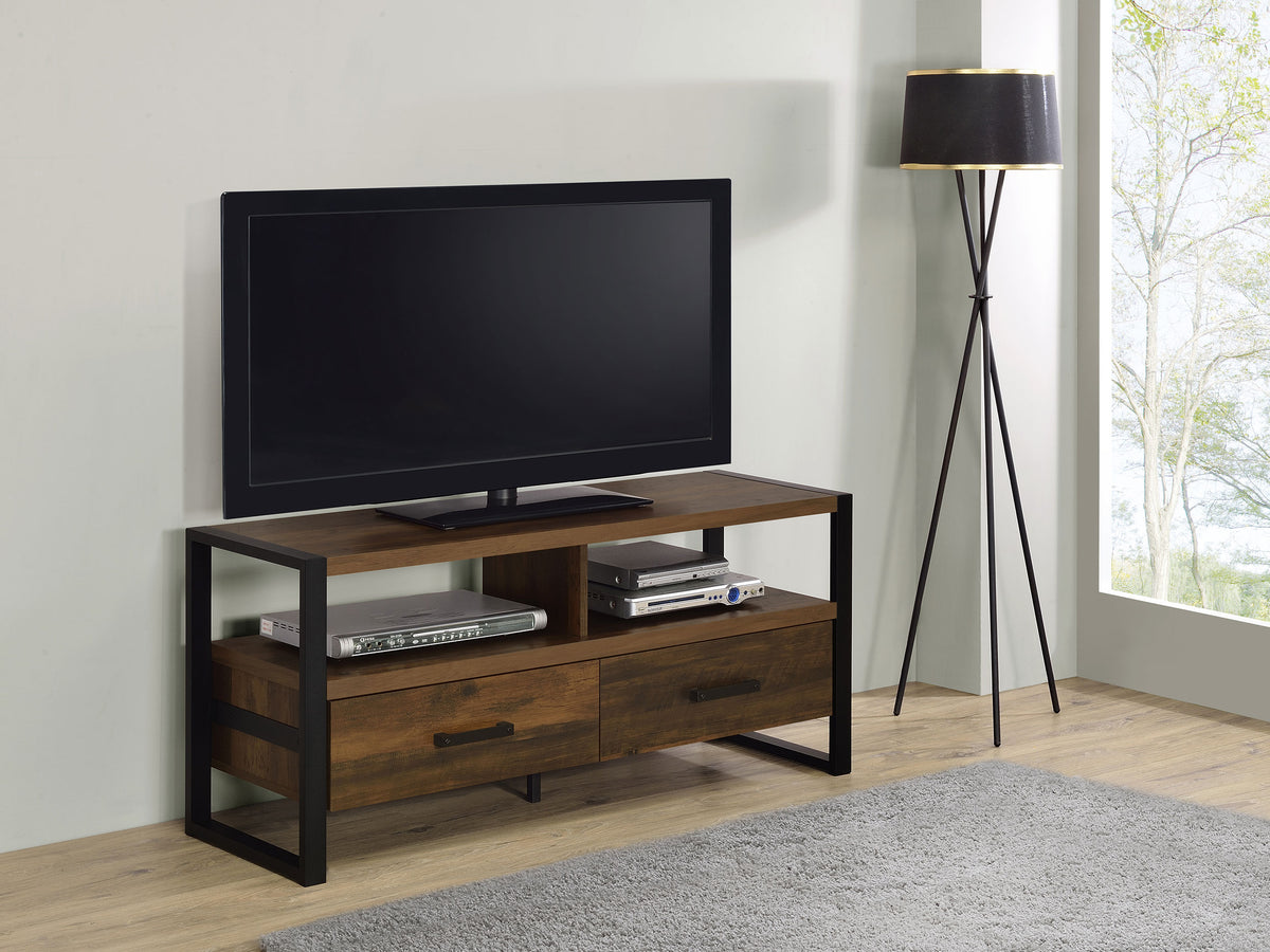 James 2-drawer Composite Wood 48" TV Stand Dark Pine James 2-drawer Composite Wood 48" TV Stand Dark Pine Half Price Furniture