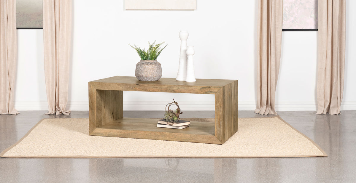 Benton Rectangular Solid Wood Coffee Table Natural  Half Price Furniture