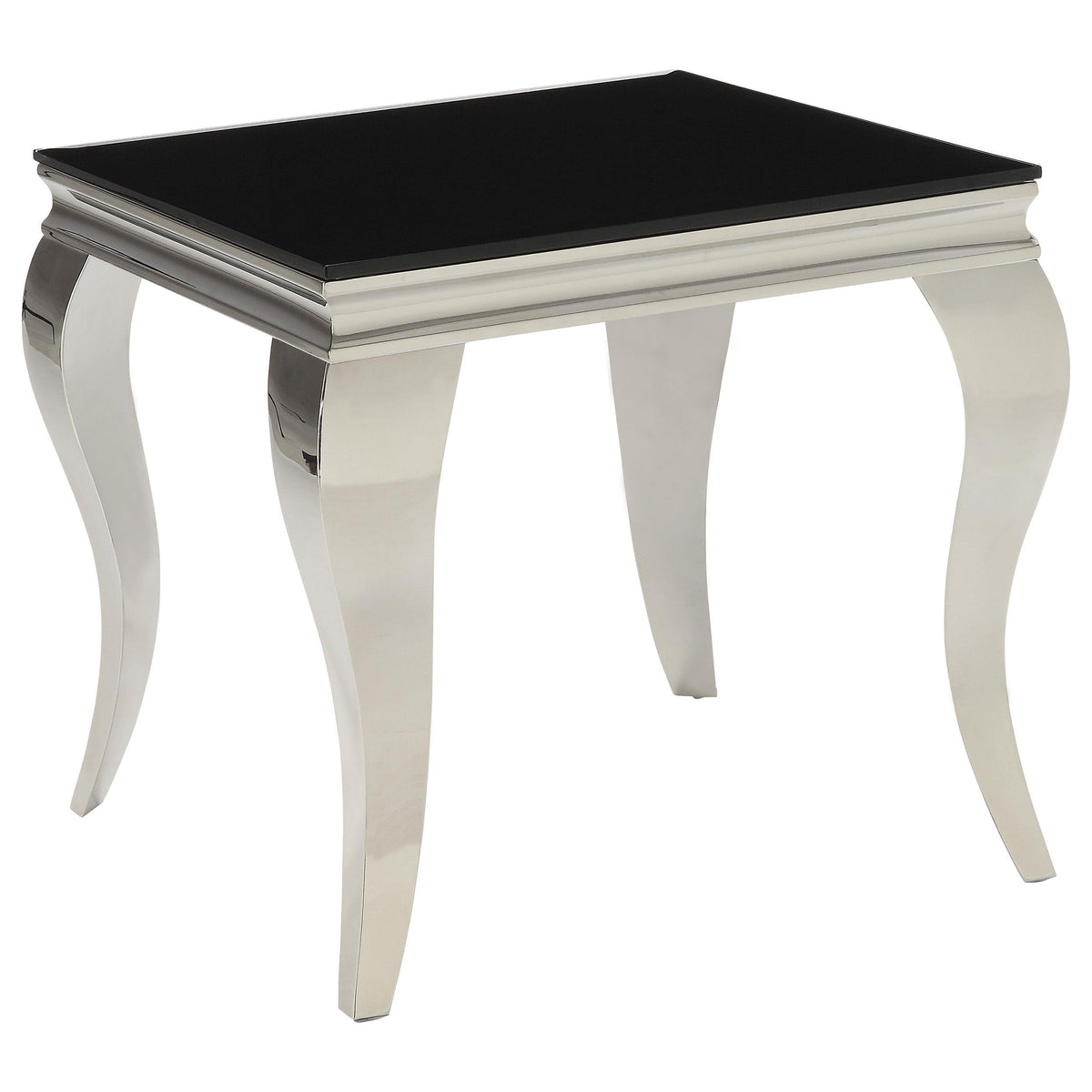 Luna Square End Table Chrome and Black  Half Price Furniture