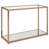 Cora Sofa Table with Mirror Shelf Chocolate Chrome  Half Price Furniture