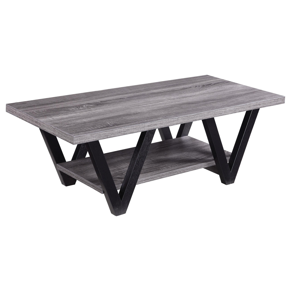 Stevens V-shaped Coffee Table Black and Antique Grey  Half Price Furniture