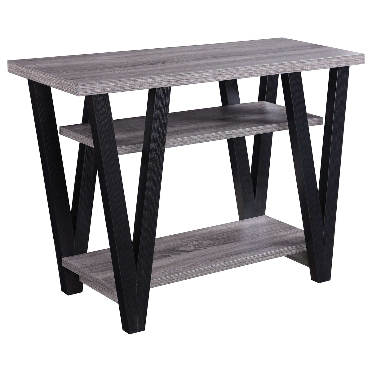 Stevens V-shaped Sofa Table Black and Antique Grey Half Price Furniture