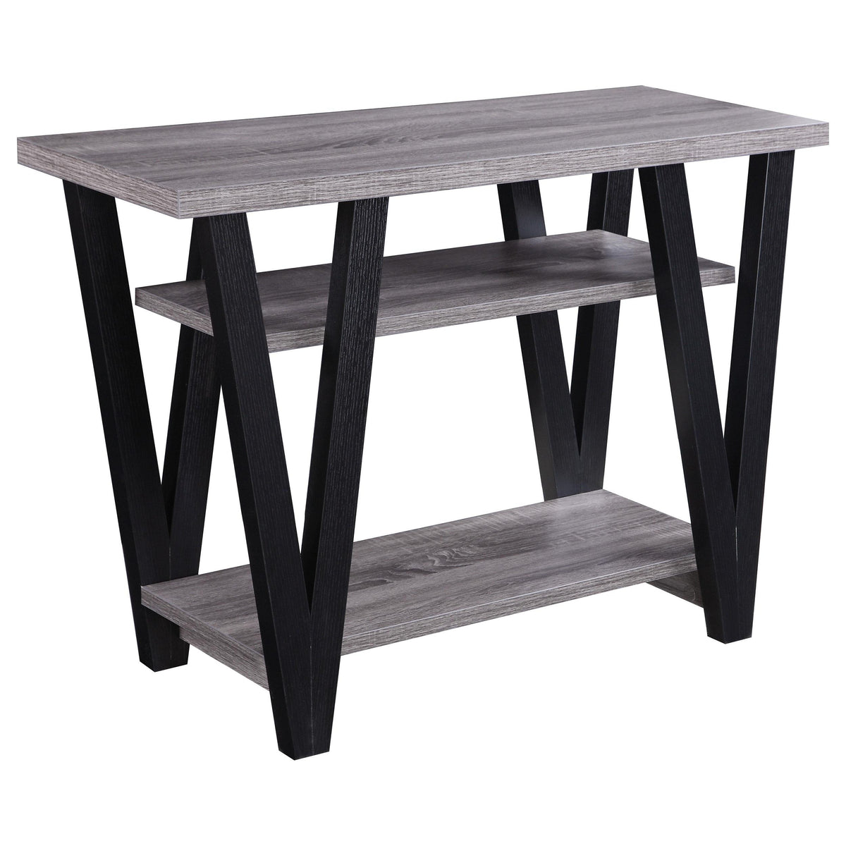 Stevens V-shaped Sofa Table Black and Antique Grey  Half Price Furniture