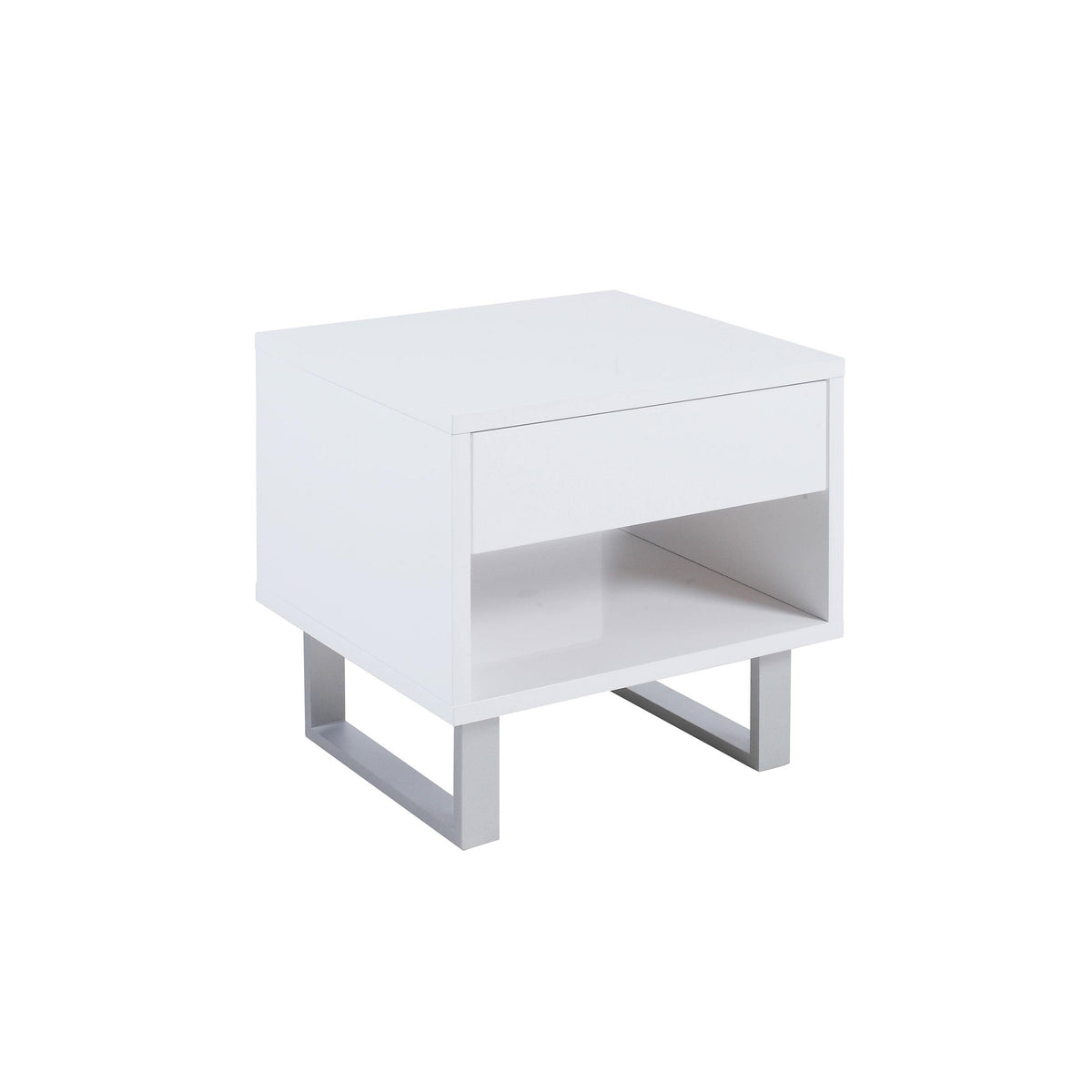Atchison 1-drawer End Table High Glossy White  Half Price Furniture