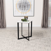 Tobin Square Marble Top End Table White and Black Tobin Square Marble Top End Table White and Black Half Price Furniture