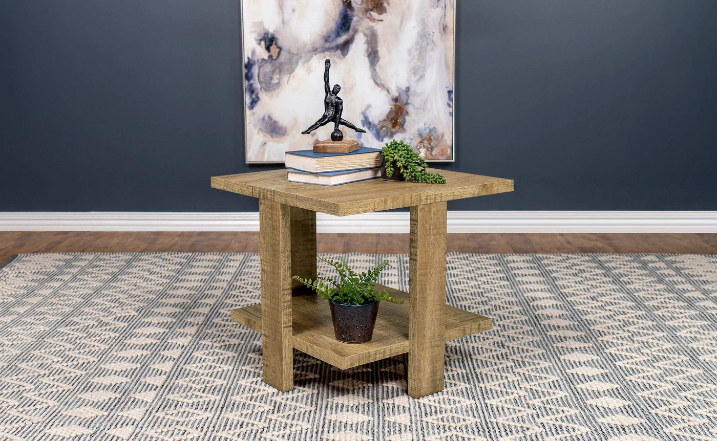 Dawn Square Engineered Wood End Table With Shelf Mango Half Price Furniture