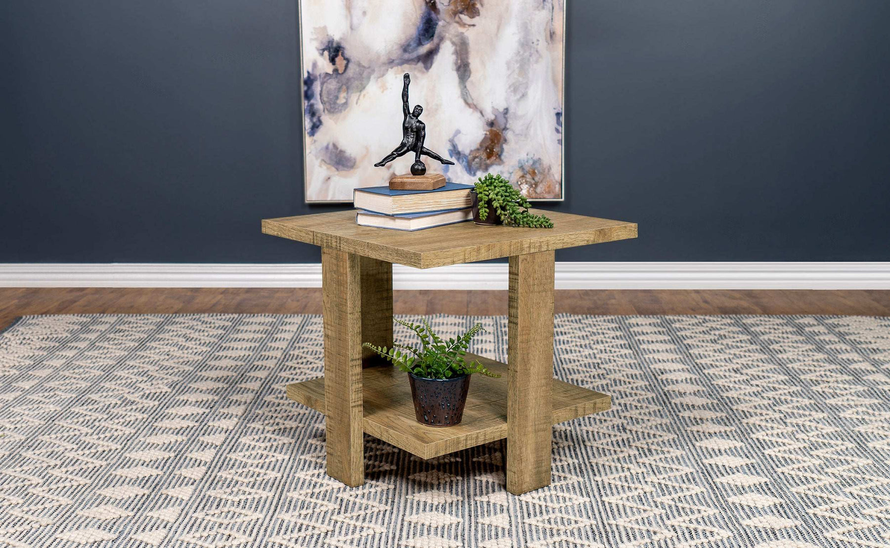 Dawn Square Engineered Wood End Table With Shelf Mango Half Price Furniture