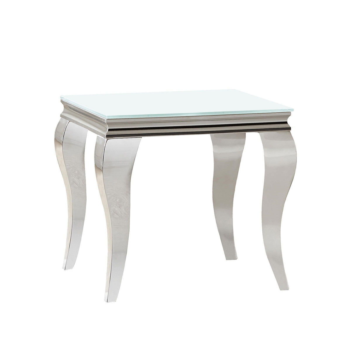 Luna Square End Table White and Chrome  Half Price Furniture