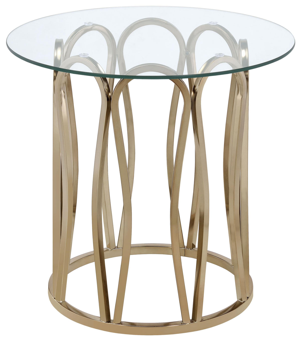 Monett Round End Table Chocolate Chrome and Clear  Half Price Furniture