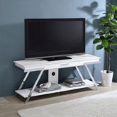 Marcia 1-drawer Wood 60" TV Stand White High Gloss and Chrome Marcia 1-drawer Wood 60" TV Stand White High Gloss and Chrome Half Price Furniture