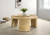 Artina Woven Rattan Round Coffee Table Natural Brown  Half Price Furniture