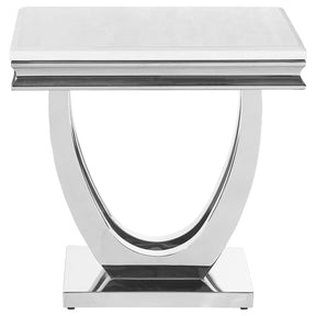 Kerwin U-base Square End Table White and Chrome Kerwin U-base Square End Table White and Chrome Half Price Furniture