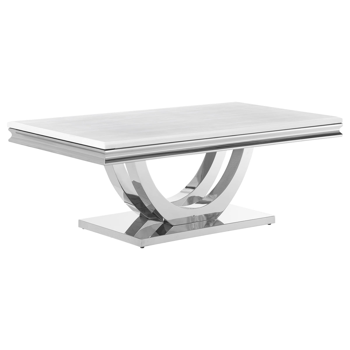 Kerwin U-base Rectangle Coffee Table White and Chrome  Half Price Furniture
