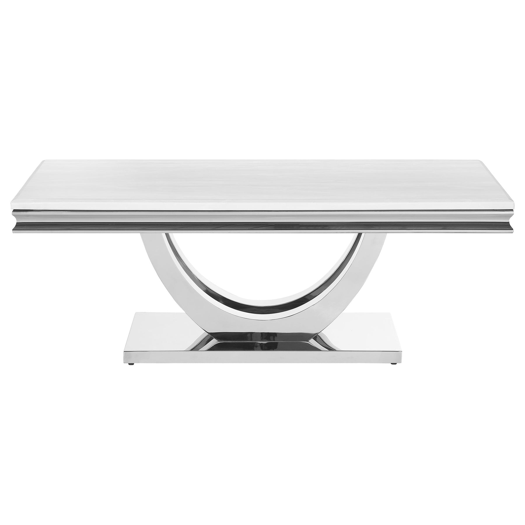 Kerwin U-base Rectangle Coffee Table White and Chrome - Half Price Furniture