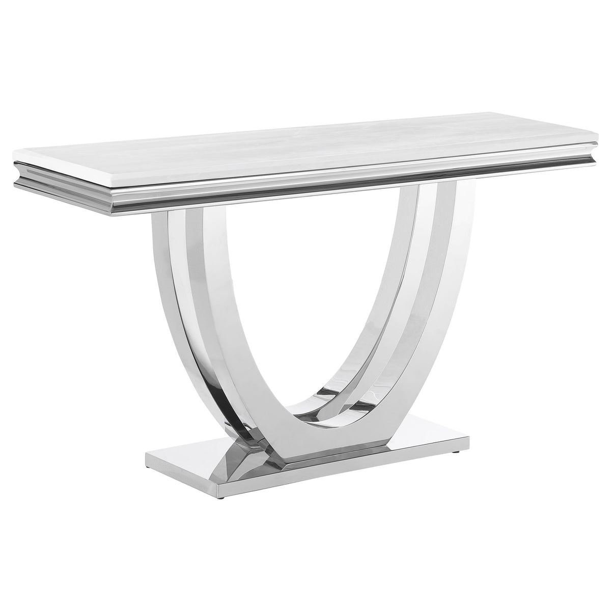 Kerwin U-base Rectangle Sofa Table White and Chrome  Half Price Furniture