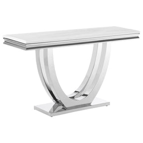 Kerwin U-base Rectangle Sofa Table White and Chrome Kerwin U-base Rectangle Sofa Table White and Chrome Half Price Furniture