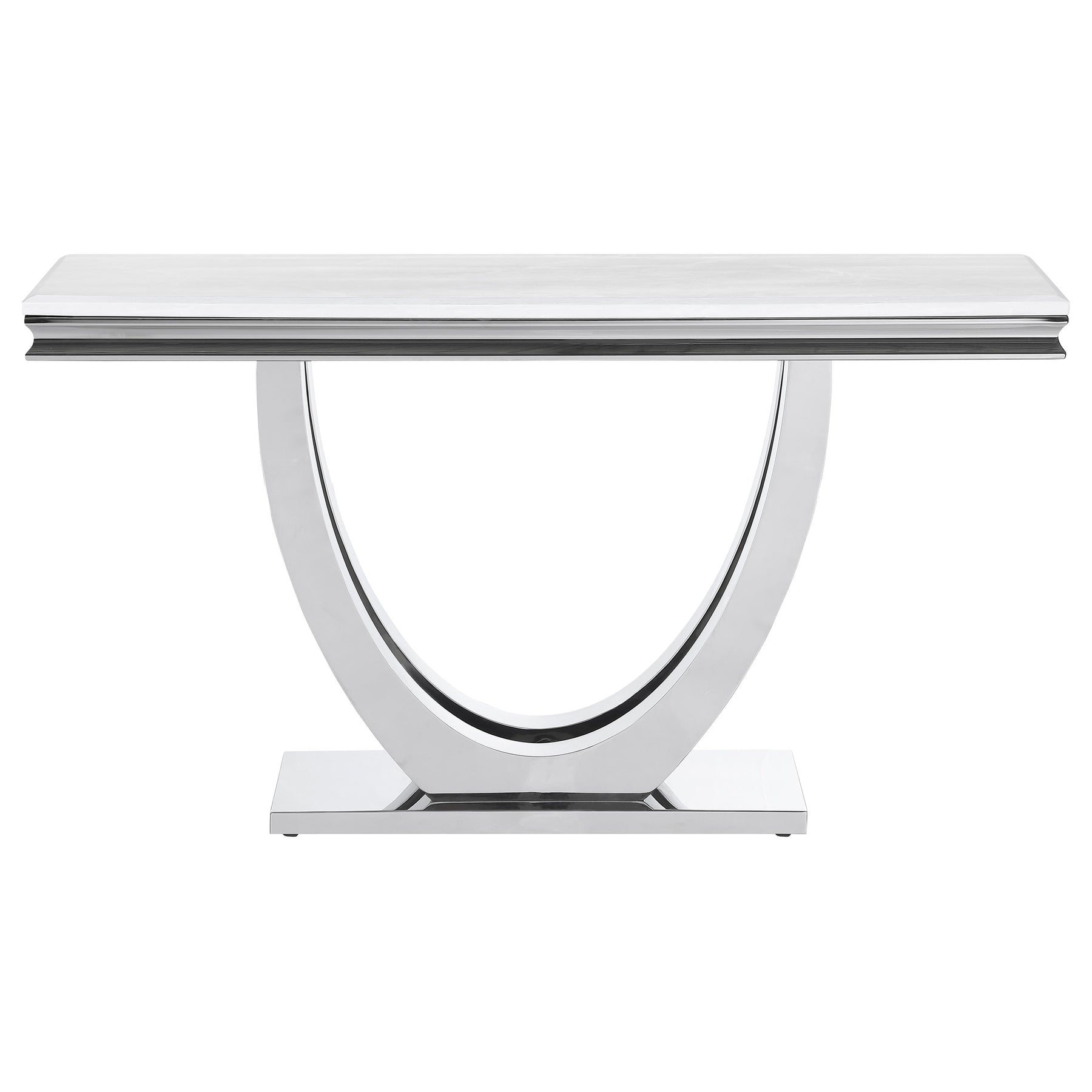 Kerwin U-base Rectangle Sofa Table White and Chrome - Half Price Furniture