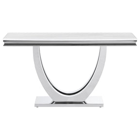 Kerwin U-base Rectangle Sofa Table White and Chrome Kerwin U-base Rectangle Sofa Table White and Chrome Half Price Furniture