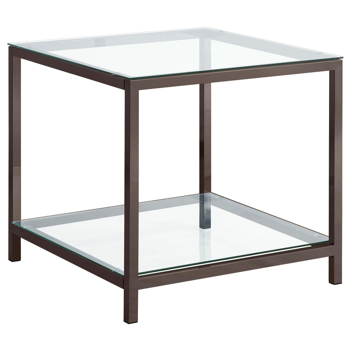 Trini End Table with Glass Shelf Black Nickel Half Price Furniture