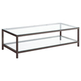 Trini Coffee Table with Glass Shelf Black Nickel Half Price Furniture