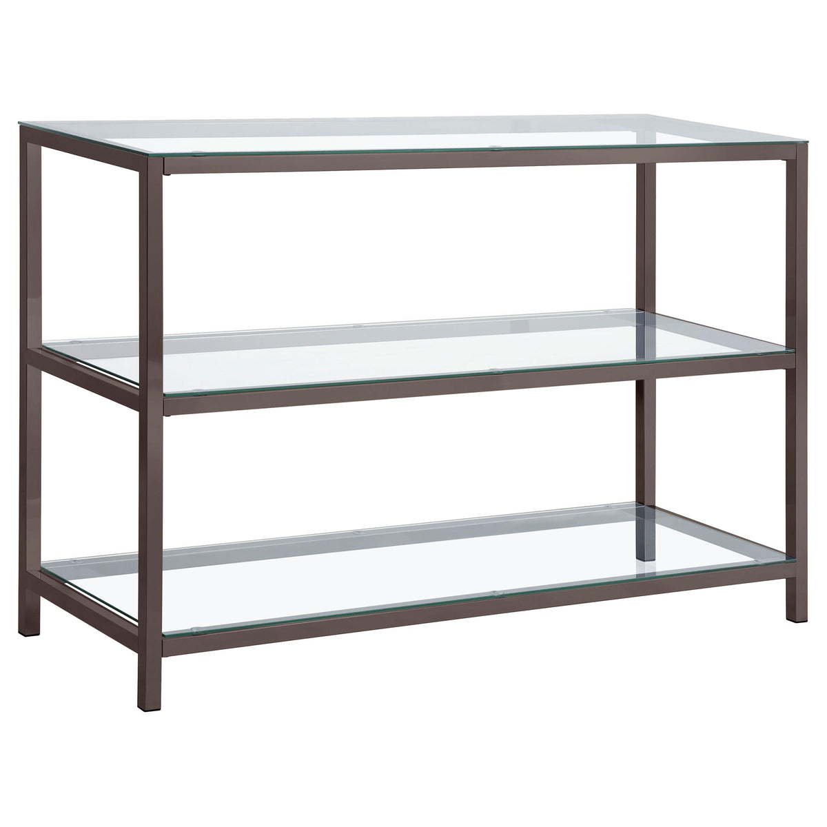 Trini Sofa Table with Glass Shelf Black Nickel Half Price Furniture