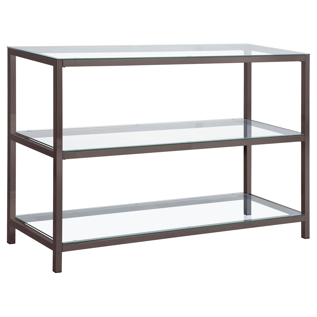 Trini Sofa Table with Glass Shelf Black Nickel  Half Price Furniture