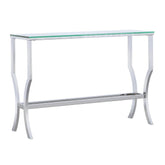 Saide Rectangular Sofa Table with Mirrored Shelf Chrome Half Price Furniture