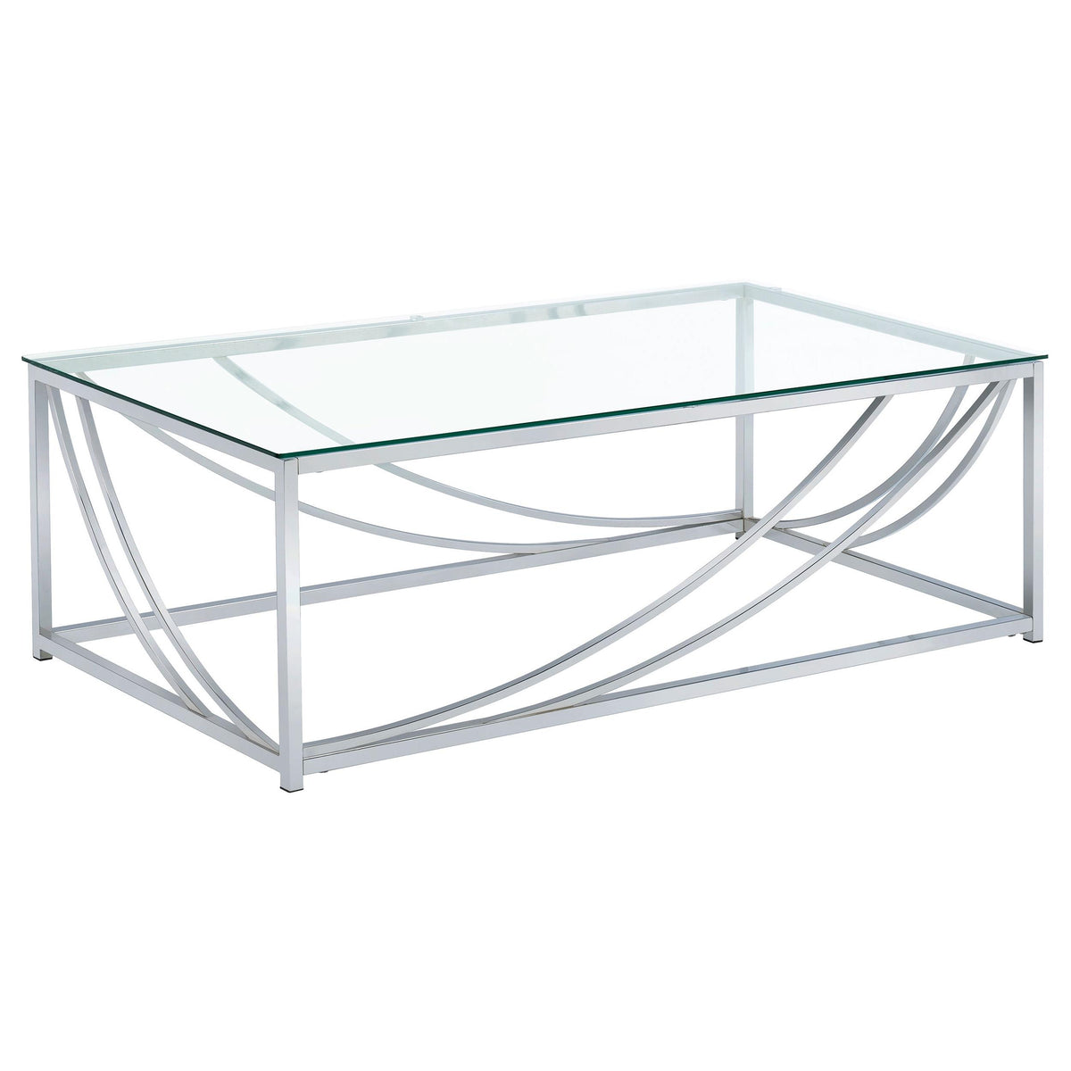 Lille Glass Top Rectangular Coffee Table Accents Chrome  Half Price Furniture