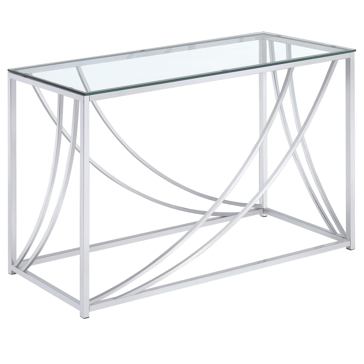 Lille Glass Top Rectangular Sofa Table Accents Chrome  Half Price Furniture