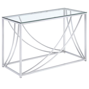 Lille Glass Top Rectangular Sofa Table Accents Chrome Half Price Furniture