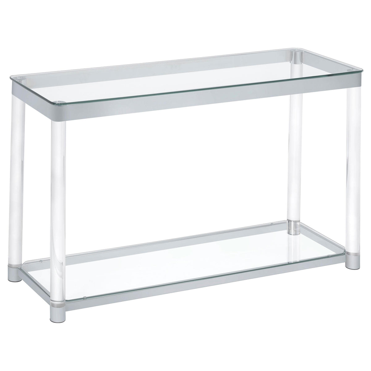 Anne Sofa Table with Lower Shelf Chrome and Clear  Half Price Furniture