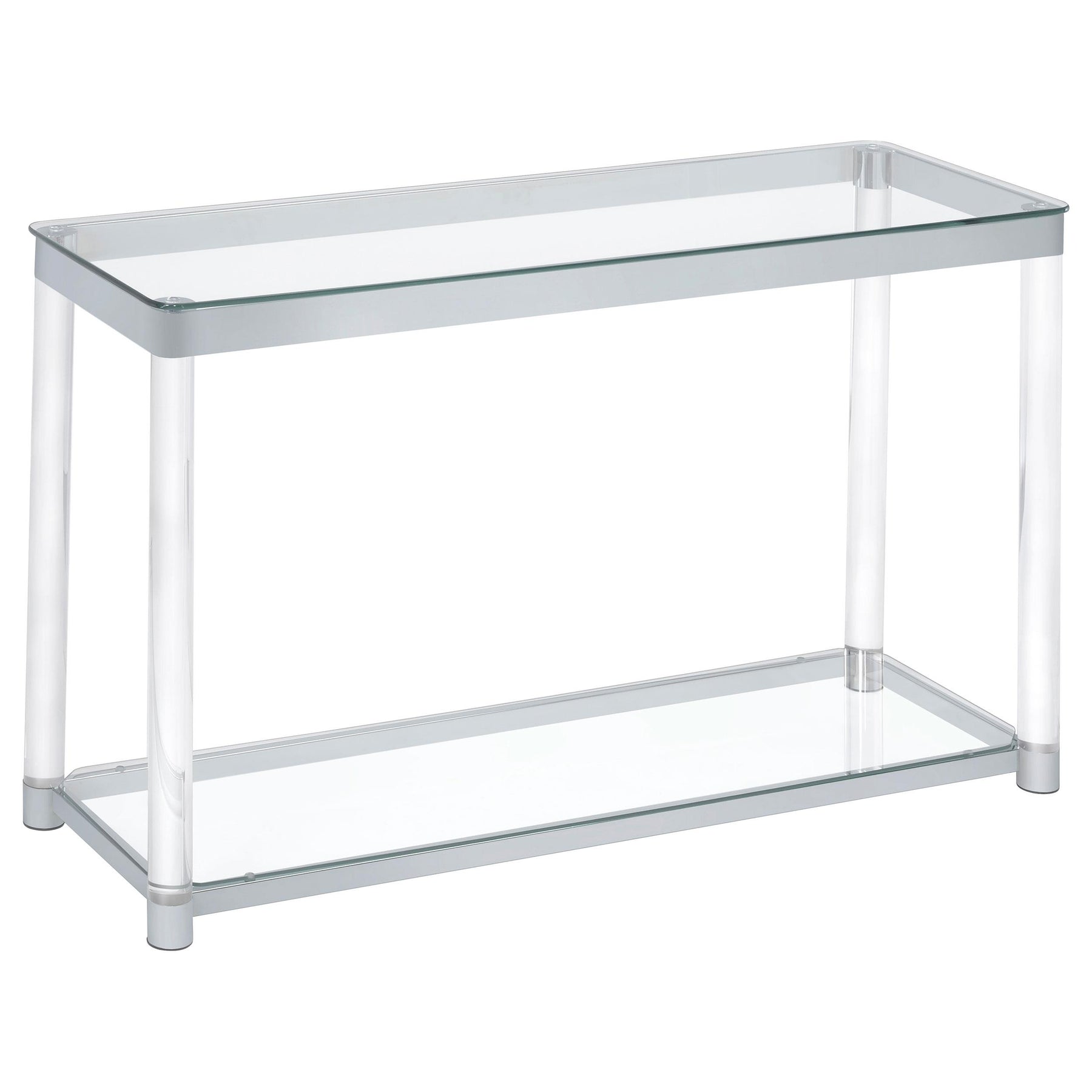 Anne Sofa Table with Lower Shelf Chrome and Clear  Half Price Furniture