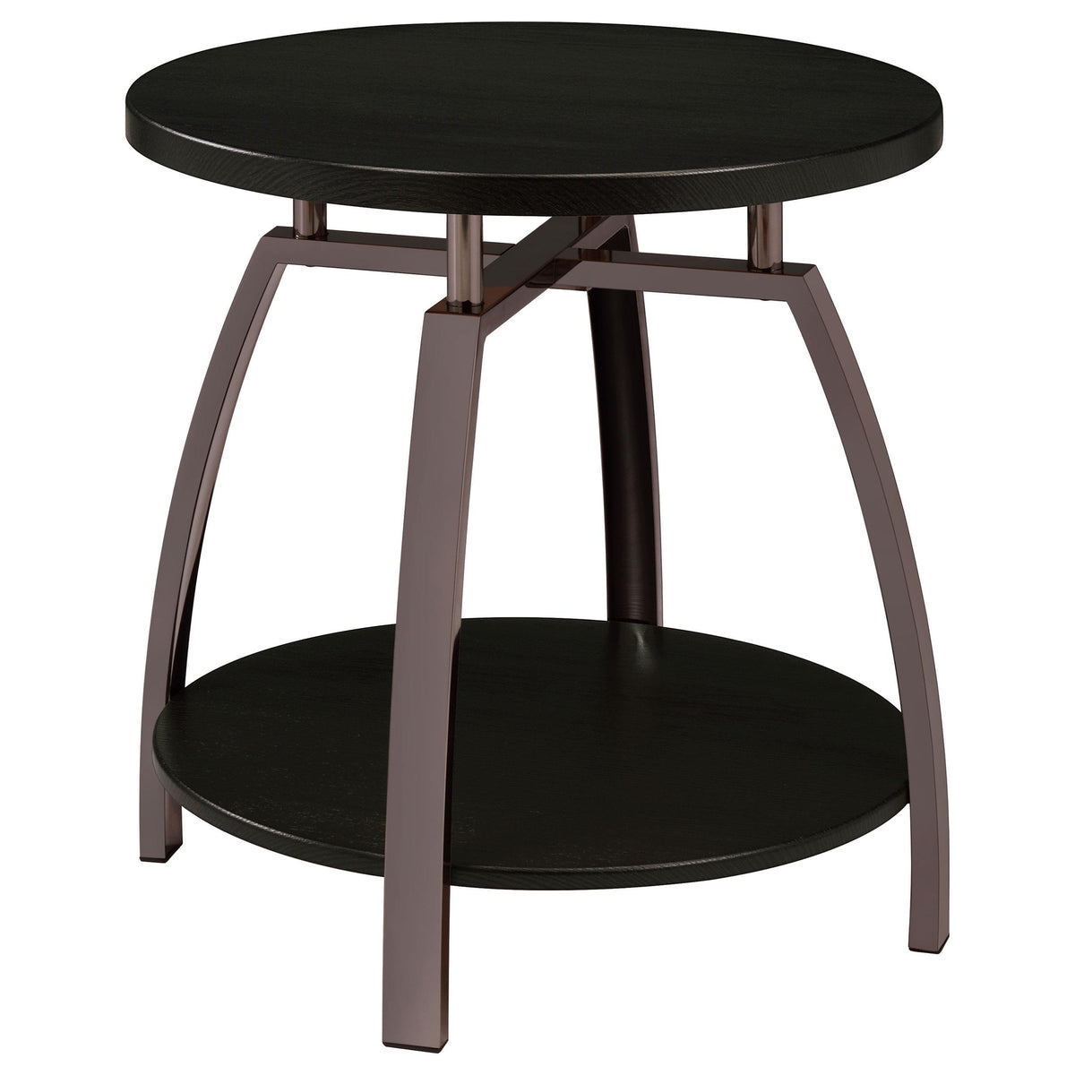 Dacre Round End Table Dark Grey and Black Nickel Dacre Round End Table Dark Grey and Black Nickel Half Price Furniture