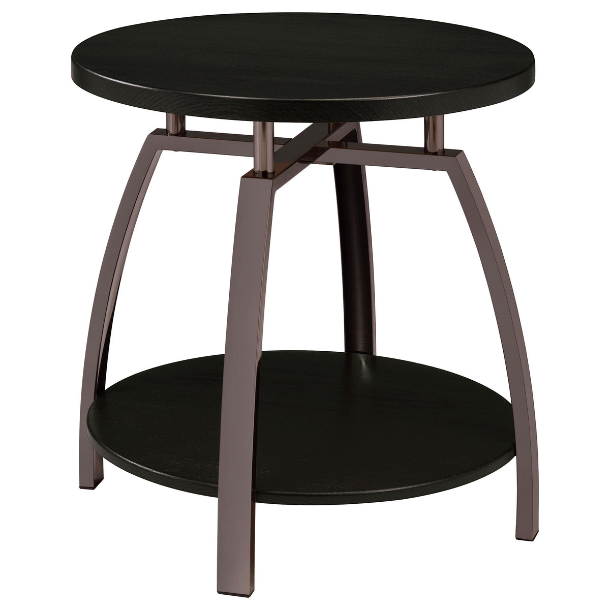 Dacre Round End Table Dark Grey and Black Nickel  Half Price Furniture