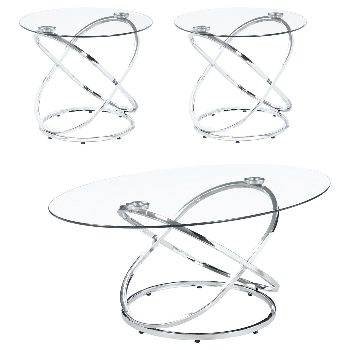 Warren 3-piece Occasional Set Chrome and Clear  Half Price Furniture