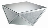 Amore Square Coffee Table with Triangle Detailing Silver and Clear Mirror Half Price Furniture