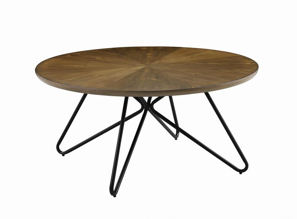 Brinnon Round Coffee Table Dark Brown and Black  Half Price Furniture