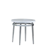 Avilla Round End Table White and Chrome  Half Price Furniture