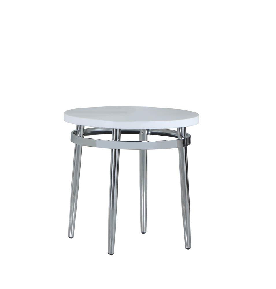 Avilla Round End Table White and Chrome  Half Price Furniture