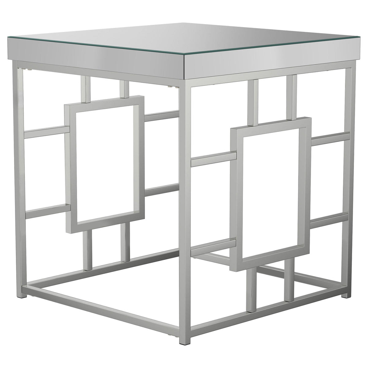 Dafina Geometric Frame Square End Table Chrome  Half Price Furniture