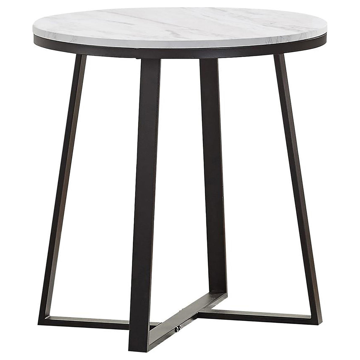 Hugo Metal Base Round End Table White and Matte Black  Half Price Furniture