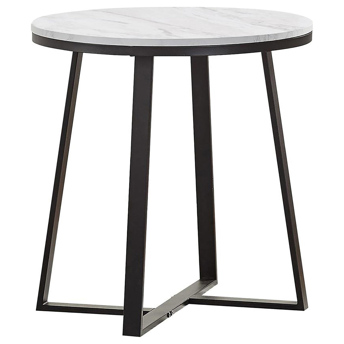 Hugo Metal Base Round End Table White and Matte Black Hugo Metal Base Round End Table White and Matte Black Half Price Furniture